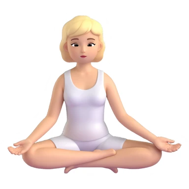a blonde girl with a short haircut in a white dress sitting in a lotus position and meditating sticker
