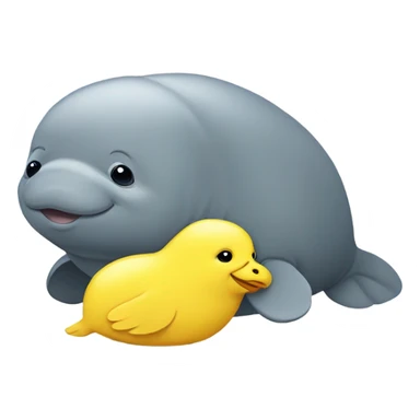 a manatee and a yellow chick sticker