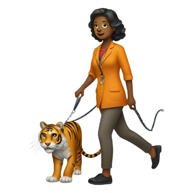 Create women walking a Tiger with a leash sticker
