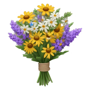 bouquet of wildflowers tied with twine sticker