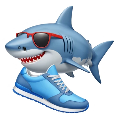 Cool shark with sunglasses and blue sneakers sticker