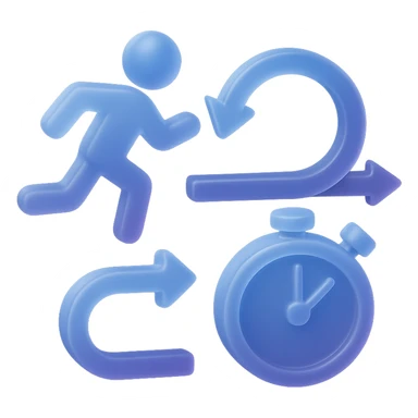 3D emoji in matte glass style with a blue to purple gradient symbolizing fast implementation, agile methodology, and focus on time-to-market. Visualize speed, agility, and efficiency. sticker