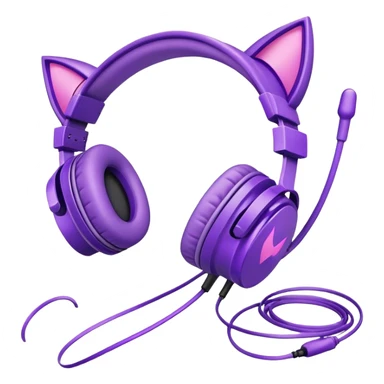 purple gaming headphones with cat ears sticker
