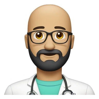 Bald tan doctor crown black beard sticker
