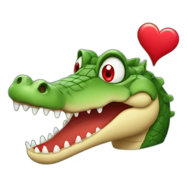 crocodile with red eyes shaped like hearts sticker