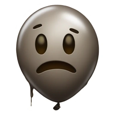 long deflated balloon with  mud all over it sticker