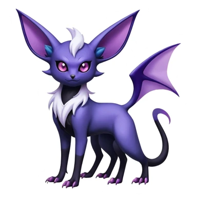 Shiny Exotic Badass Mysterious Gothic Noibat-Espeon-Absol-Pokémon-Fakémon-hybrid-creature (full body) sticker