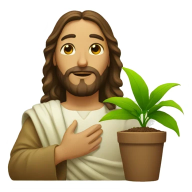 Jesus Christ with a plant sticker