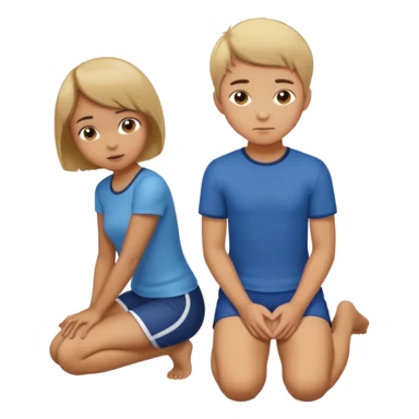 Girl on hands and knees boy on knees  sticker