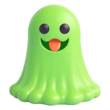 classic green slime, simple and round, neutral expression sticker