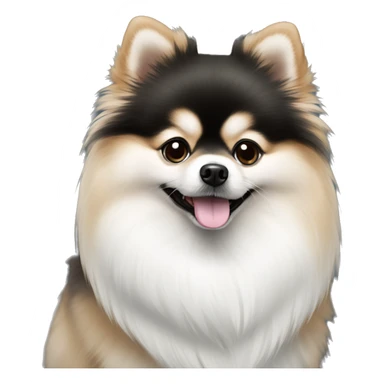 Pomeranian Spitz black with white chest sticker