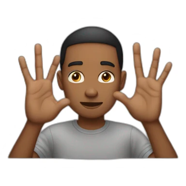 young man with both palms of his hand showing as if he didn't care sticker