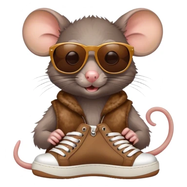 rat in sunglassess hold sneaker in hand sticker