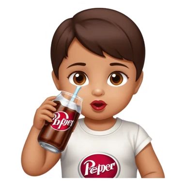 tan brunette baby drinking dr pepper sticker