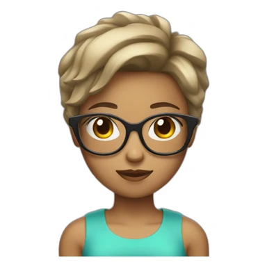 Girl with short hair glasses and dumbbell sticker