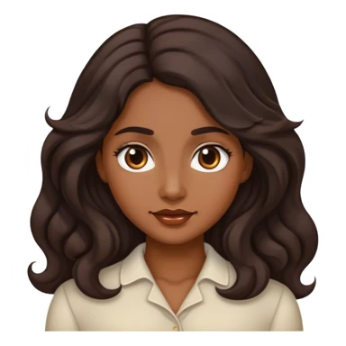 lady with medium brown skin, long wavy dark hair, soft features sticker