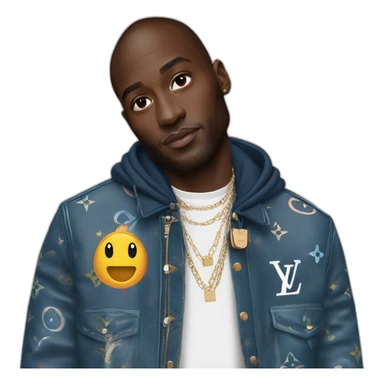 Virgil Abloh with louis Vuitton jacket sticker