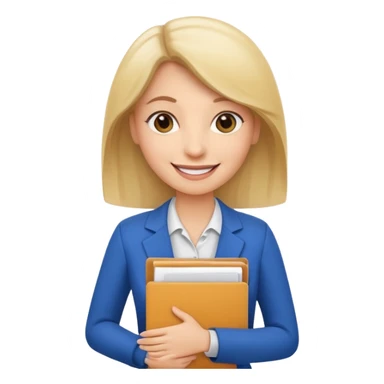 business woman with file folder and documents sticker