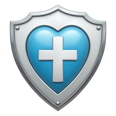 Shield with heart symbol and medical cross, representing sexual health protection sticker