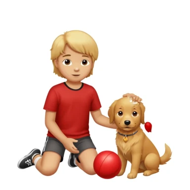 kid and dog playing with ball sticker