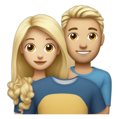 Un couple avec le garçon blond yeux bleus avec la fille blonde au yeux marrons  sticker