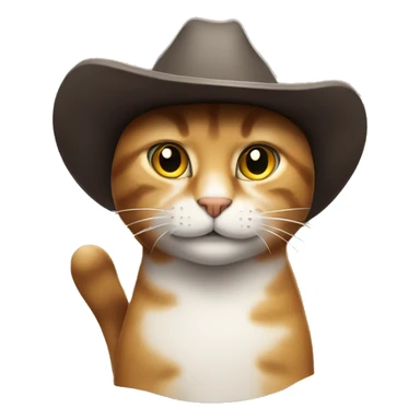A smirking cat with a cowboy hat sticker