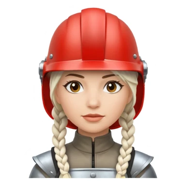 woman with white braided hair in helmet sticker