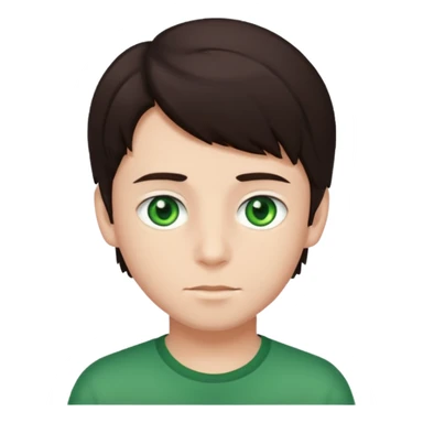 A boy with dark brown hair and striking green eyes. sticker