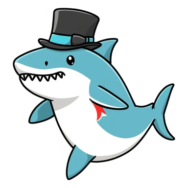 Shark with a top hat sticker