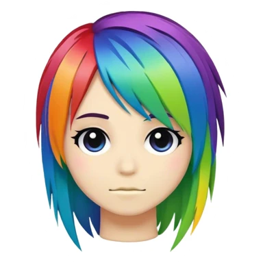 layered rainbow emo hair sticker
