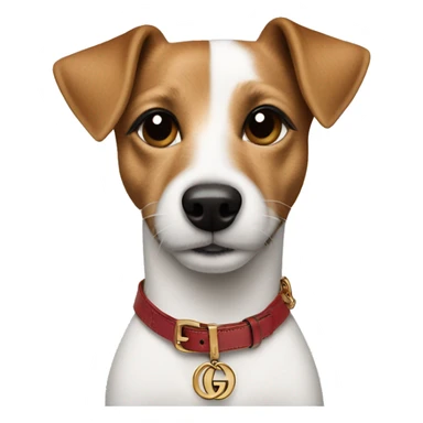 jack russell terrier light brown wearing gucci sticker