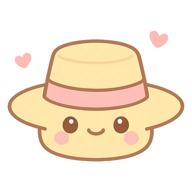 Amish straw hat, kawaii style, emoji aesthetic, cute and simple, soft pink color palette, no text sticker