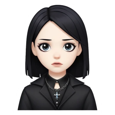 gothic femboy with black hair, pale skin, dark clothes sticker