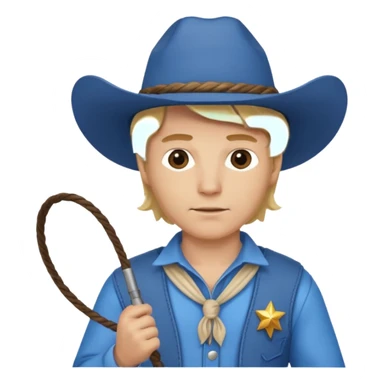 Cowboy blonde hair with blue hat and lasso sticker