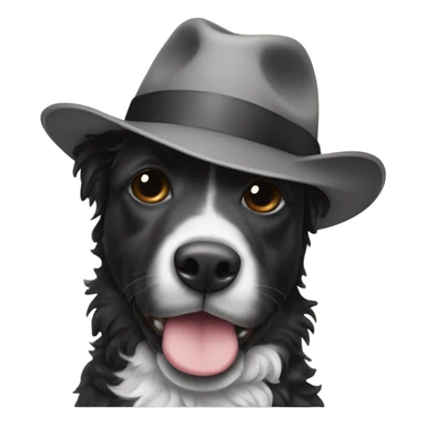 Black and white border doodle with a fedora sticker