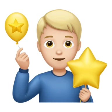 man holding star yellow balloon  sticker