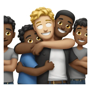a guys hugging his friends sticker