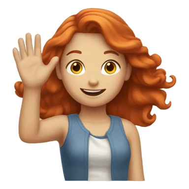 Redheaded girl waving sticker
