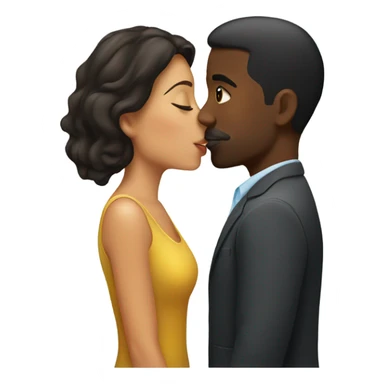 Hispanic lady kissing black guy sticker