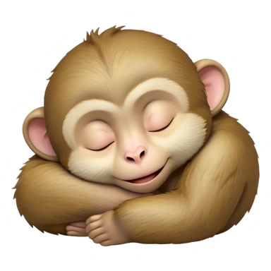 Meme-Worthy cute Sleeping Macaque Portrait Emoji, Head resting peacefully with a contented smile, showcasing soft, downy fur and eyes gently closed in serene slumber, Simplified yet comically adorable features, highly detailed, glowing with a soft, drowsy glow, high shine, relaxed and utterly lovable, stylized with an air of playful laziness, bright and heartwarming, soft glowing outline, capturing the essence of a sleeping macaque that feels destined to become the next viral icon of adorable rest! sticker