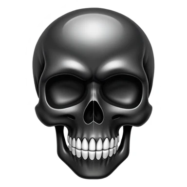 smooth glossy black skull with street style graffiti and cool brand logos, top view sticker