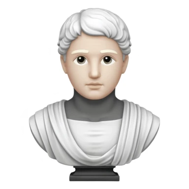 white classical roman bust, white stone, no other colours than white sticker