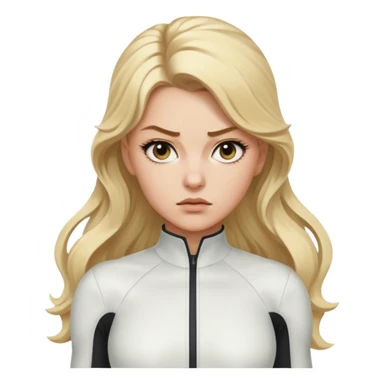 yelena belova in white widow suit with wavy blonde hair in high ponytail sticker