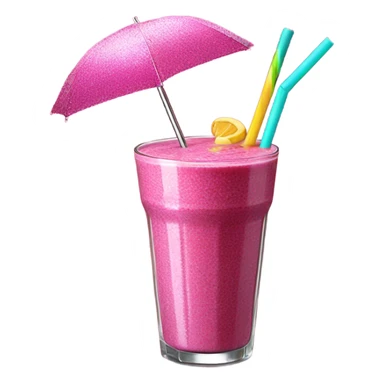 Hot pink smoothie with glitter and straw with umbrella  sticker