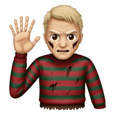 Freddy Kruger emojie with claw hand to sticker