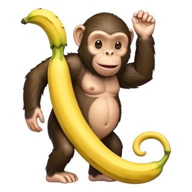 Chimpanzee witj body as banana sticker