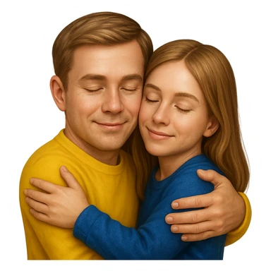 emoji stile iphone di una coppia che si abbraccia , iperrealistico 4k sticker