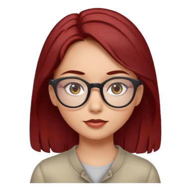 A sun kissed girl with dark red hair and grey eyes and glasses sticker