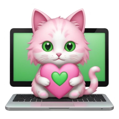 Pink pretty cute heart cat computer  sticker