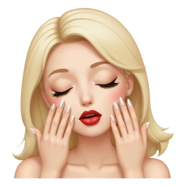 Kiss face eyes closed long lashes hands long nails sticker